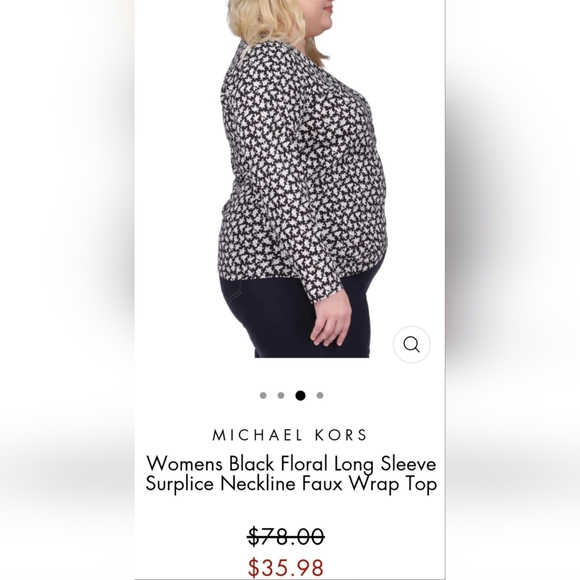 Michael Kors Women's Wrap Blouse Cotton/Modal Black/White Floral 2XL - Picture 16 of 16